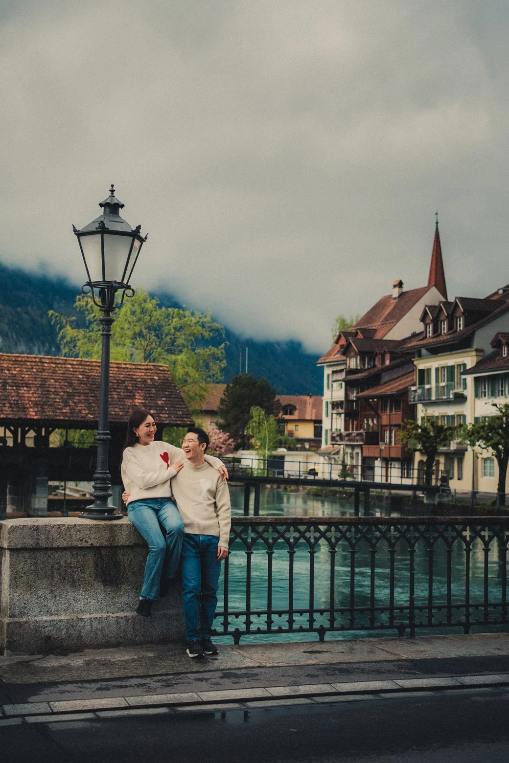 Natural couple portrait captured while wandering through Interlaken.