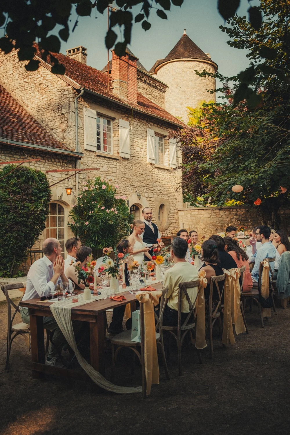 An intimate wedding setting in France surrounded by beautiful countryside