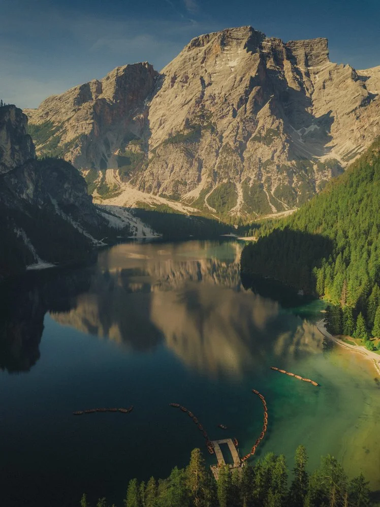 Lago di Braies elopement photographer and videographer with drone