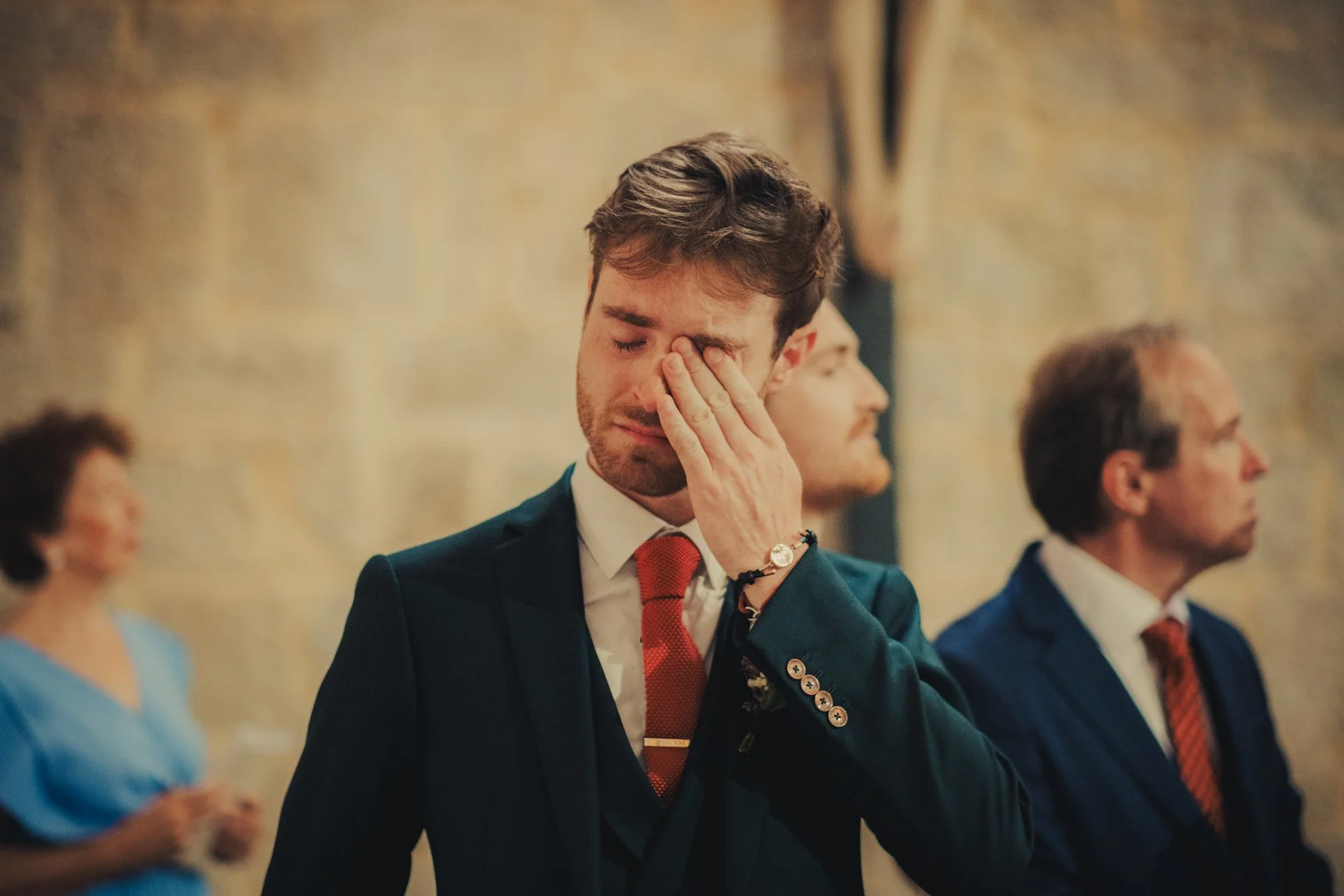 Emotional moment during the wedding ceremony in Provence.
