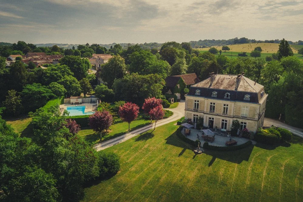 chateau la gauterie in wide angle shot by drone