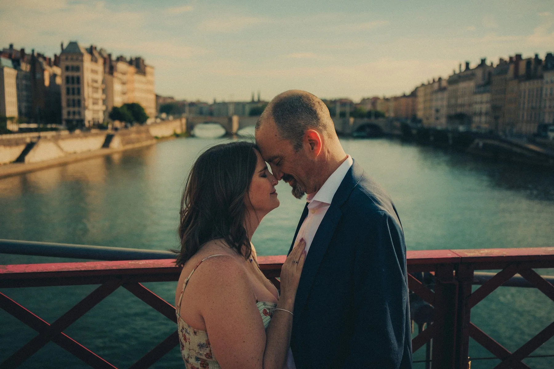 Couple having a calm and intimate moment after their vow renewal ceremony in Lyon