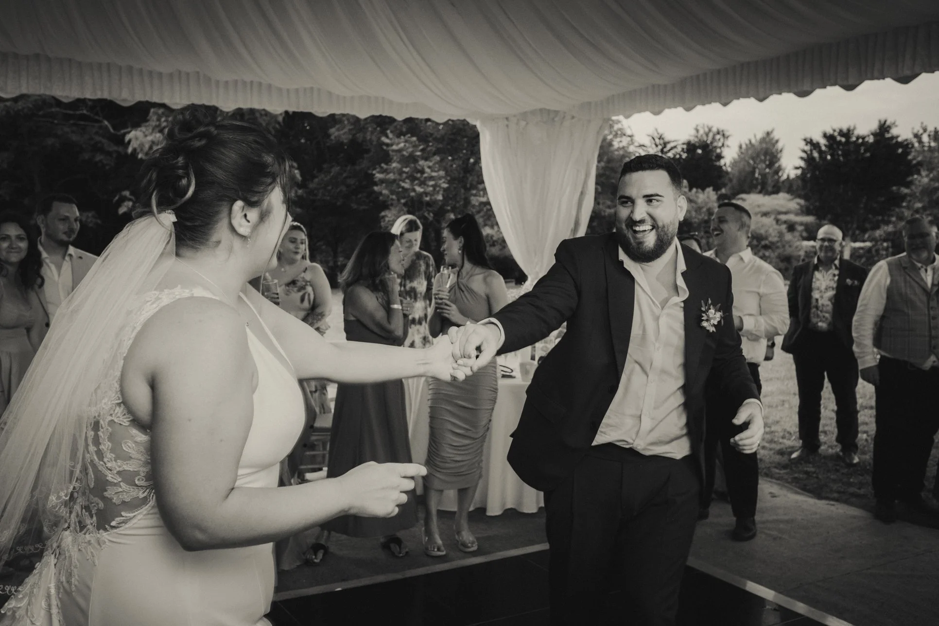 Fun first dance during château wedding party