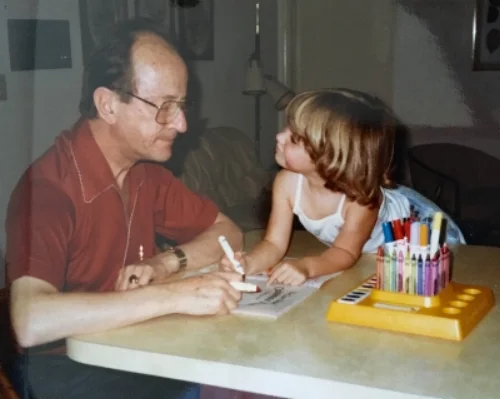 Happy to share my markers and coloring book with my Grandpa “Papi” circa 1989