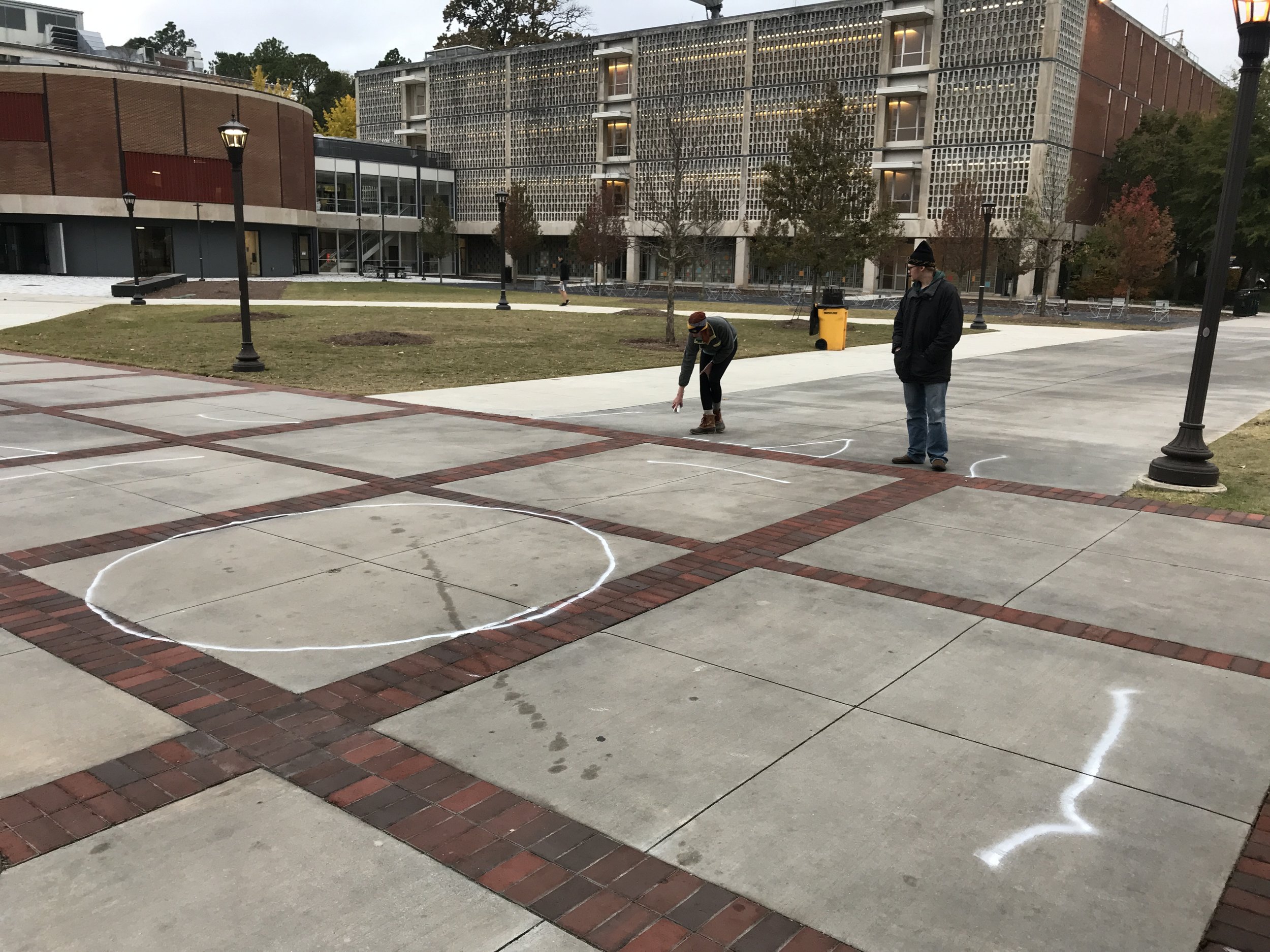 Colin and I setting up the marks on the ground.