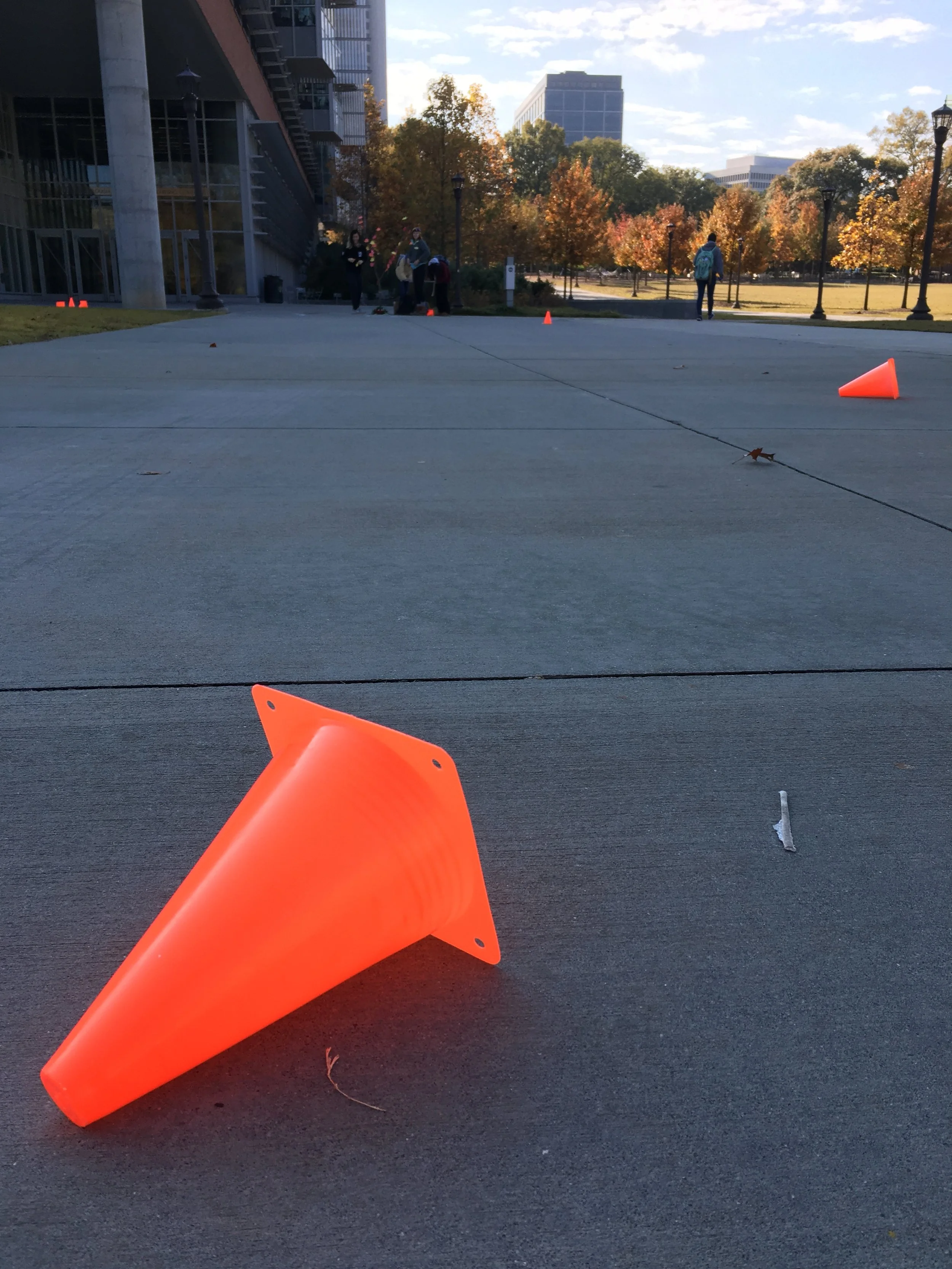 A cone that flew away during the course of our experiment.