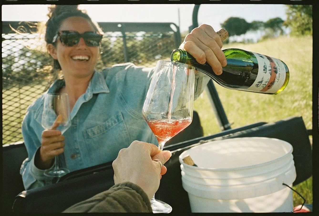 Wine safari!!! The best way to experience Bassi 🌴 thank you sweet @summerstaeb for these snaps from earlier this spring, from when the tidy tips were still blooming 🌼and we just finished planting baby Sauvignon Blanc in the west terraces 🤸🏻&zwj;♀