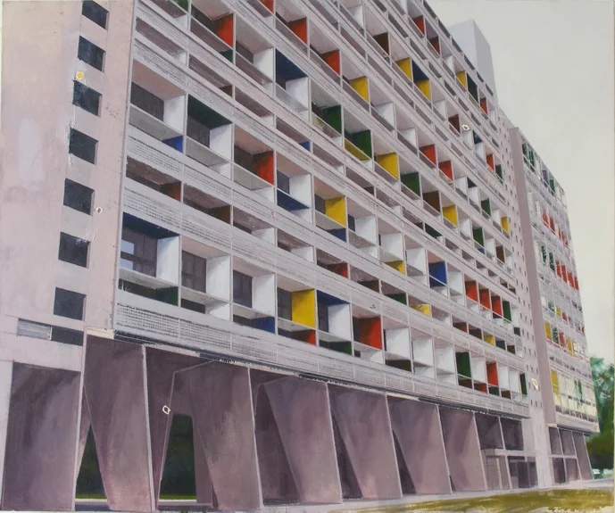 Le Corbusier Briey One (with Le Corbusier flaking paint from Cité de Refuge) 122 x 102cm oil on canvas Private Collection