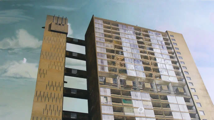 Goldfinger Three (with Le Corbusier flaking paint from villa) 127 x 72cm oil on canvas Private Collection