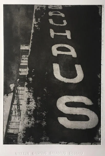 Walter Gropius Bauhaus Dessau 40 x 60cm aquatint Somerset paper 2016