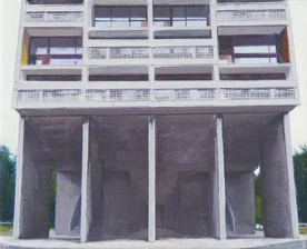 La Cité Radieuse of Le Corbusier, Study 4 20 x 25cm oil on canvas