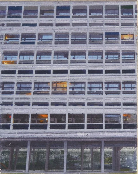 La Cité Radieuse of Le Corbusier , Study 3 20 x 25 oil on canvas Private Collection