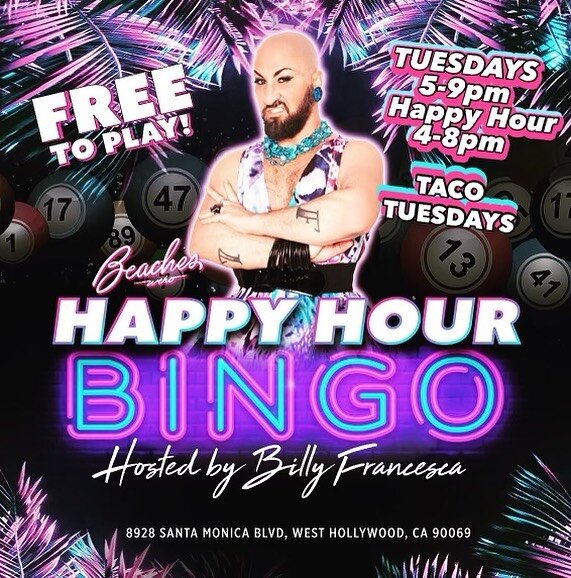 🌴🌮🌴🌮 What could be better than some Taco 🌮 Tuesday Fun &amp; BINGO 🔴🟣🟡🟢 with Me 🎤👹🎤 Come get cozy 5pm for some Happy Hour Love 4-8pm and FREE TO PLAY Bingo &amp; Prizes @beachesweho 🖤⭐️🖤 We got You Covered for some FUN 🤩