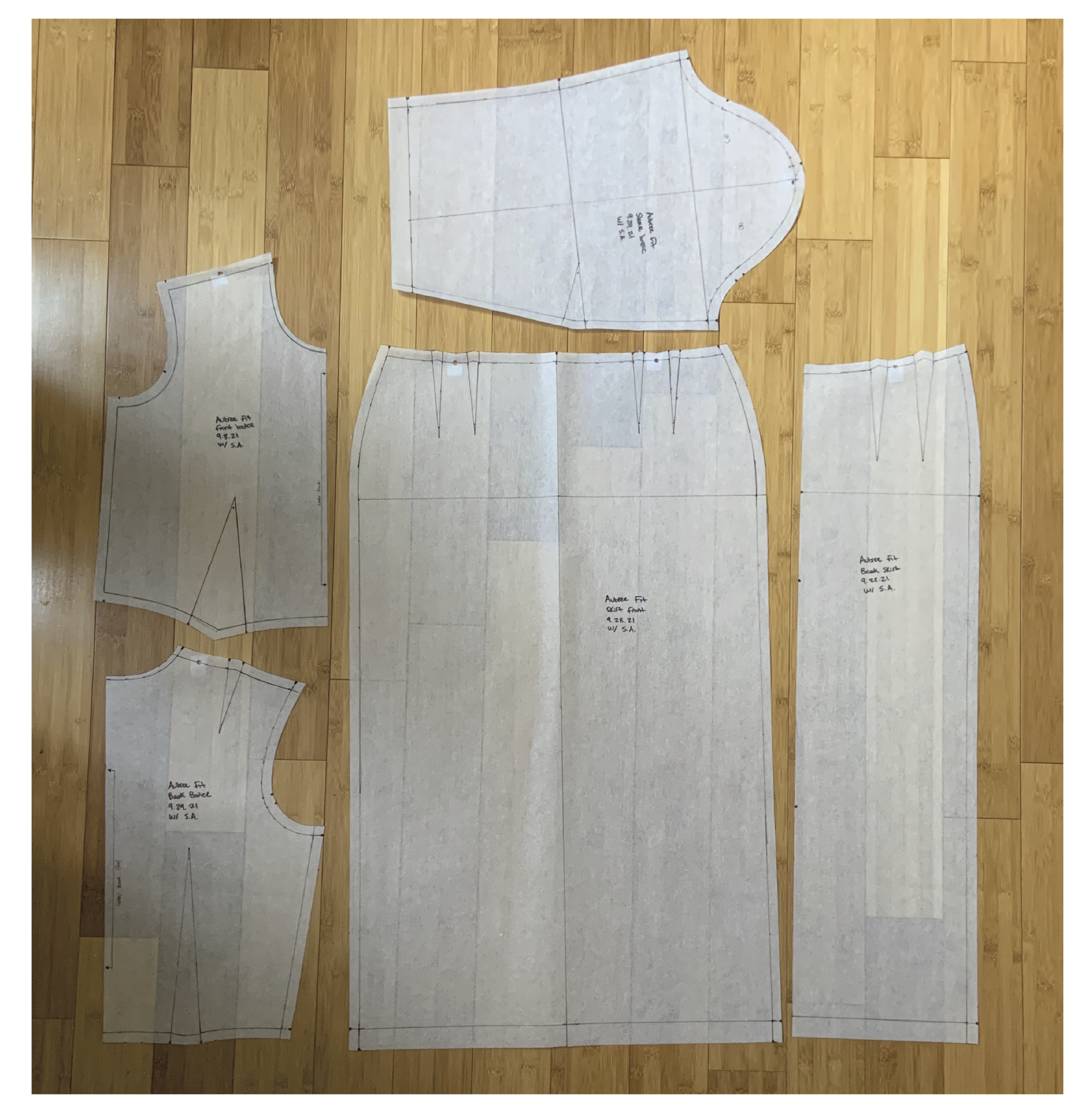 i then had to draft my base patterns. i wanted this to fit me perfectly so in order to pattern my kimono i first had to create my base set of patterns to draft off of.