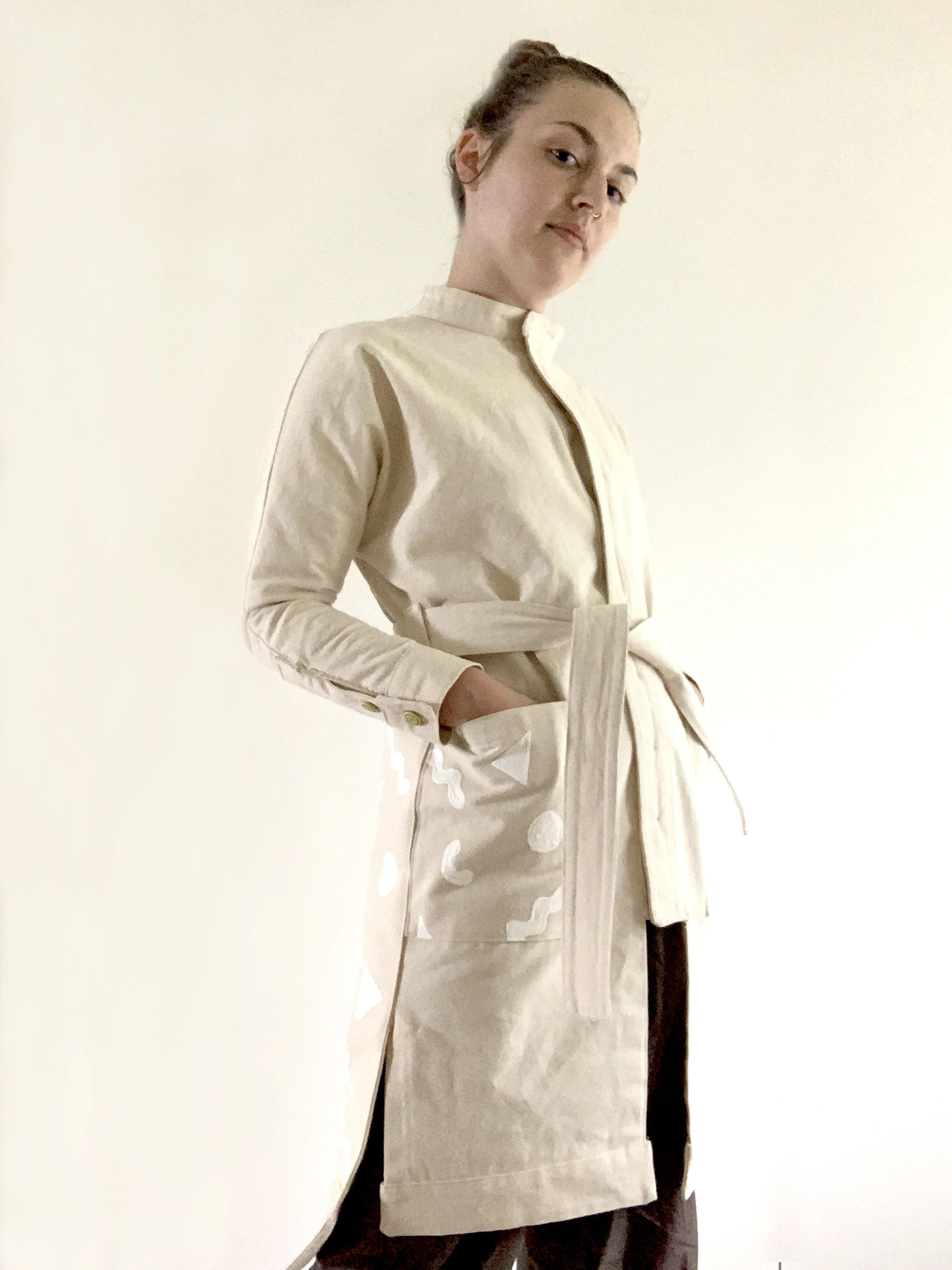 my proto fit me near perfect without the lining inside so i decided to finish up the edges and add some fun character to the proto so this could be wearable. i was worried i might love the proto more than the final!