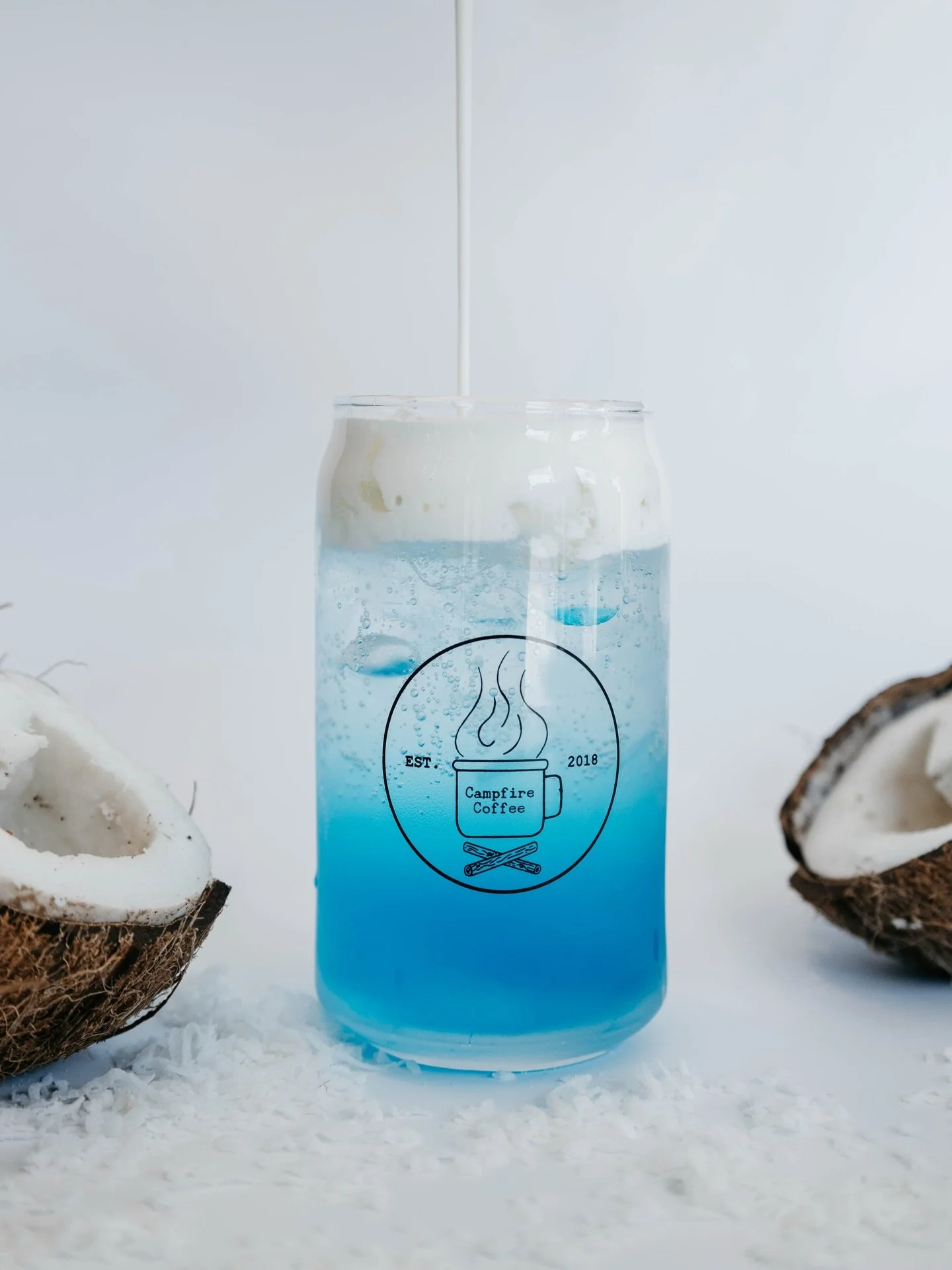 blue lagoon- next level energy, blue raspberry, coconut sparkling water w/ coconut cold foam!  This is always a fave all year round but so good in this warmer weather!🥥 💙