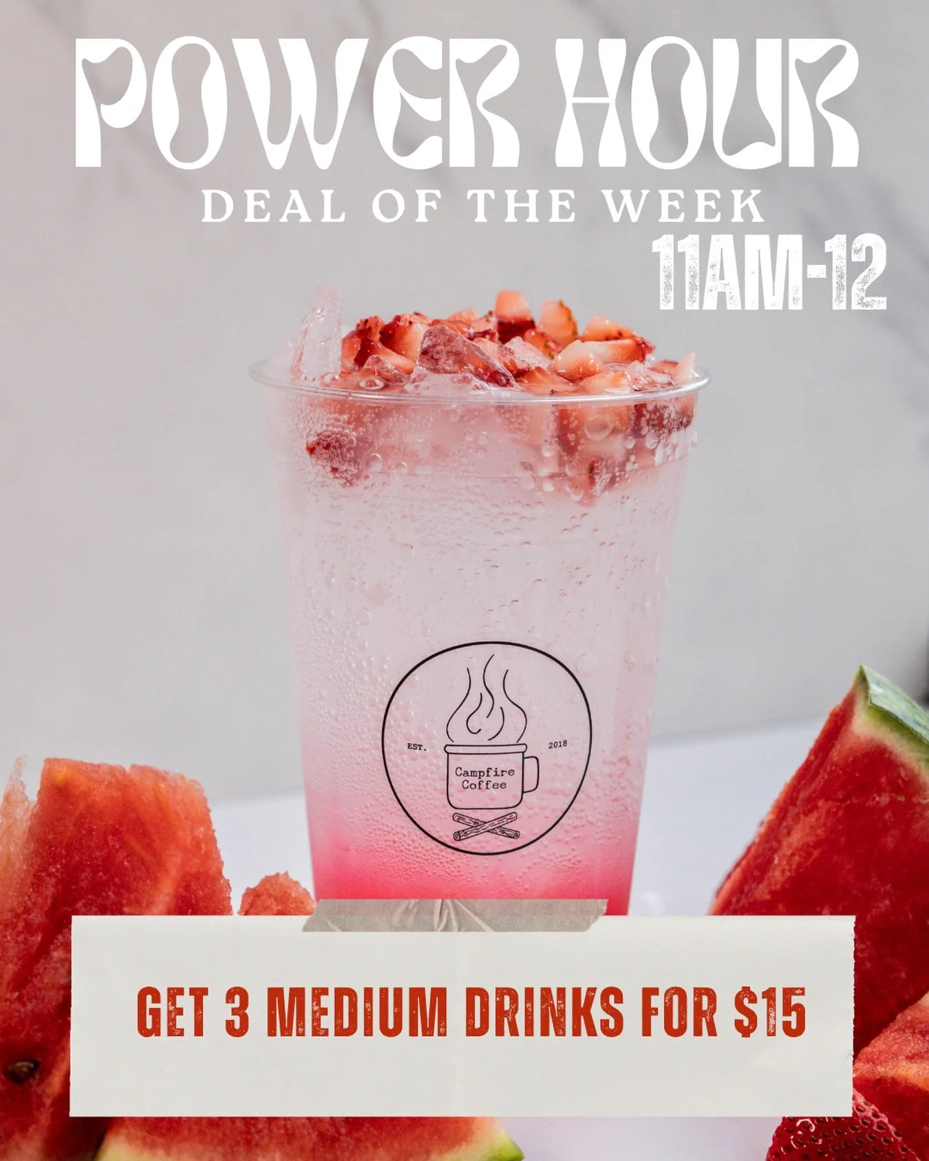 Power hour this week ⚡️ BUT we are changing the &ldquo;hour&rdquo; time EVERY WEEK! Come snag this deal from 11AM-12!!