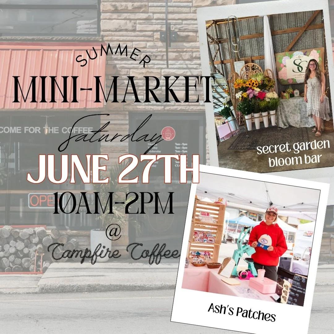 SUMMER MINI MARKET - 

We are so excited to have our first mini market in the back room of our brick and mortar location in downtown Jamestown where we will have two LOCAL vendors setting up!

WHEN?
SATURDAY, June 27th, 2026 

WHAT TIME?
10AM-2PM

WH