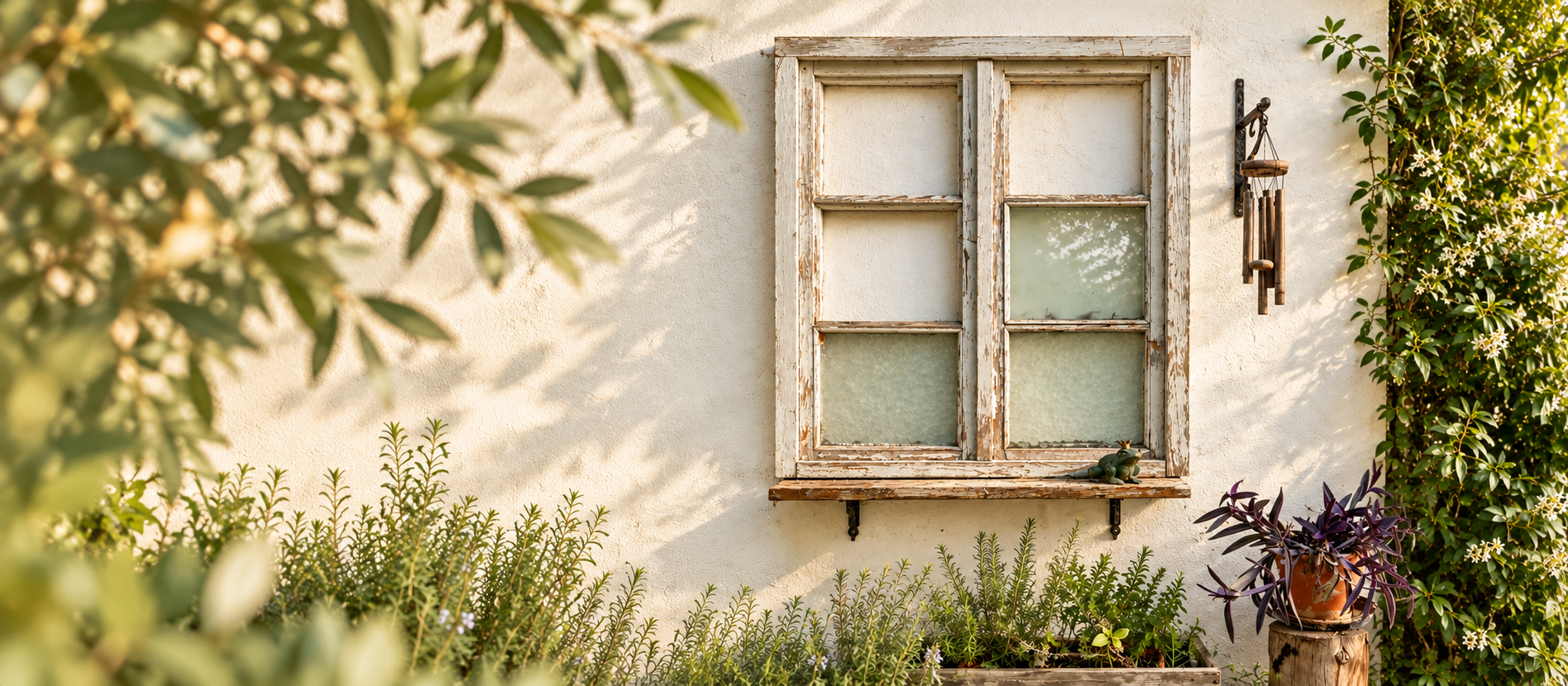 Ventana rústica entre plantas mediterráneas.png