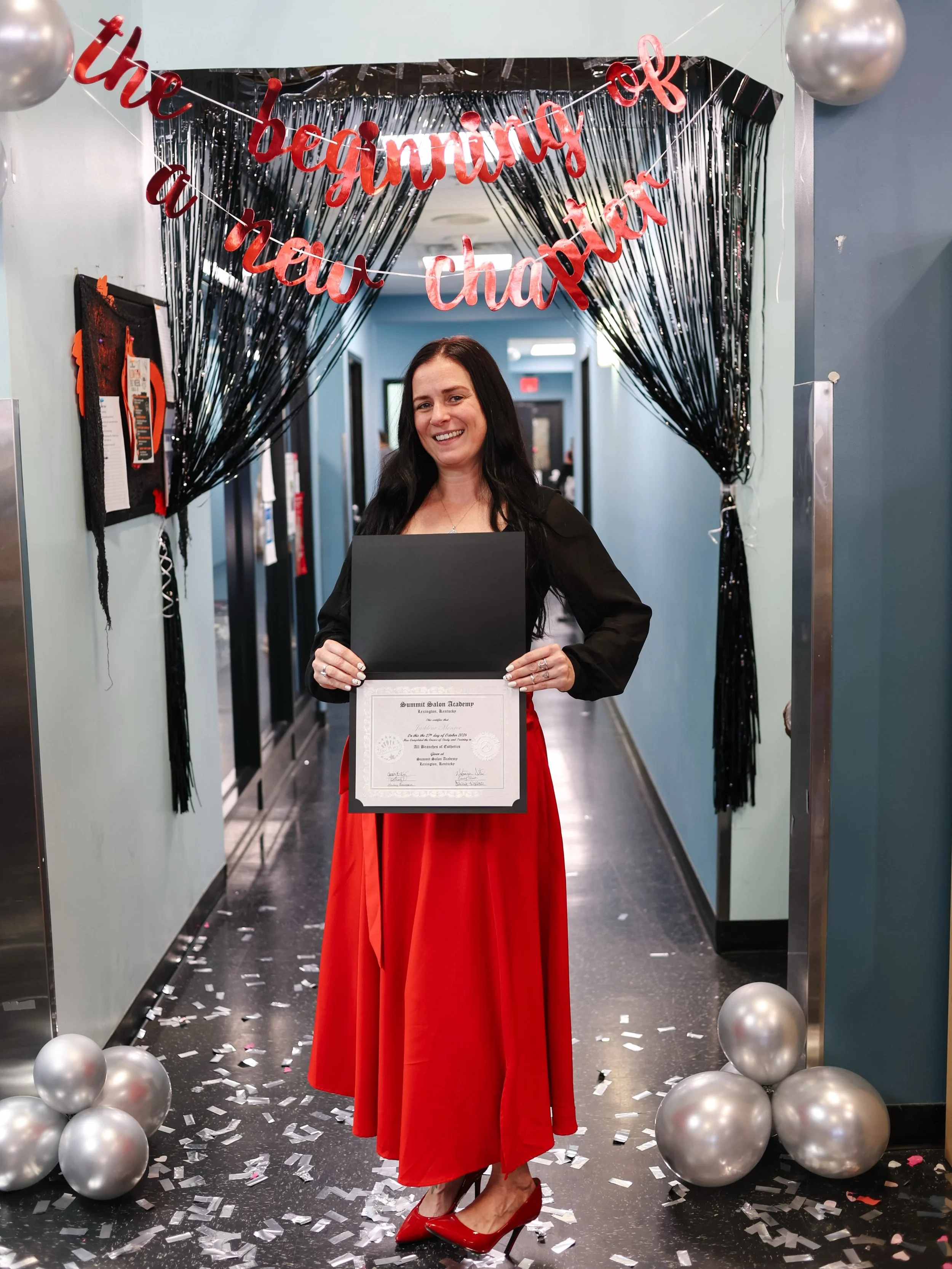 🖤🌹 Congratulations Jackie! 🌹🖤 Another esthetics graduate crossing the finish line! 🤍 You&rsquo;ve worked hard to get here, and it&rsquo;s been wonderful to see you reach this goal. Now you get to take everything you&rsquo;ve learned and start bu