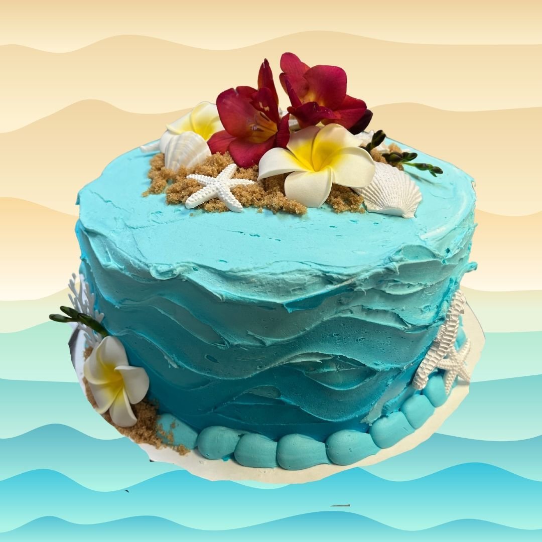 Dive into the sweetness of summer with Carolyn&rsquo;s Bake Shop latest creation! This ocean-inspired cake is perfect for any beach-themed party or to simply bring the seaside to your table. Adorned with vibrant flowers and delicate sea shells, it&rs