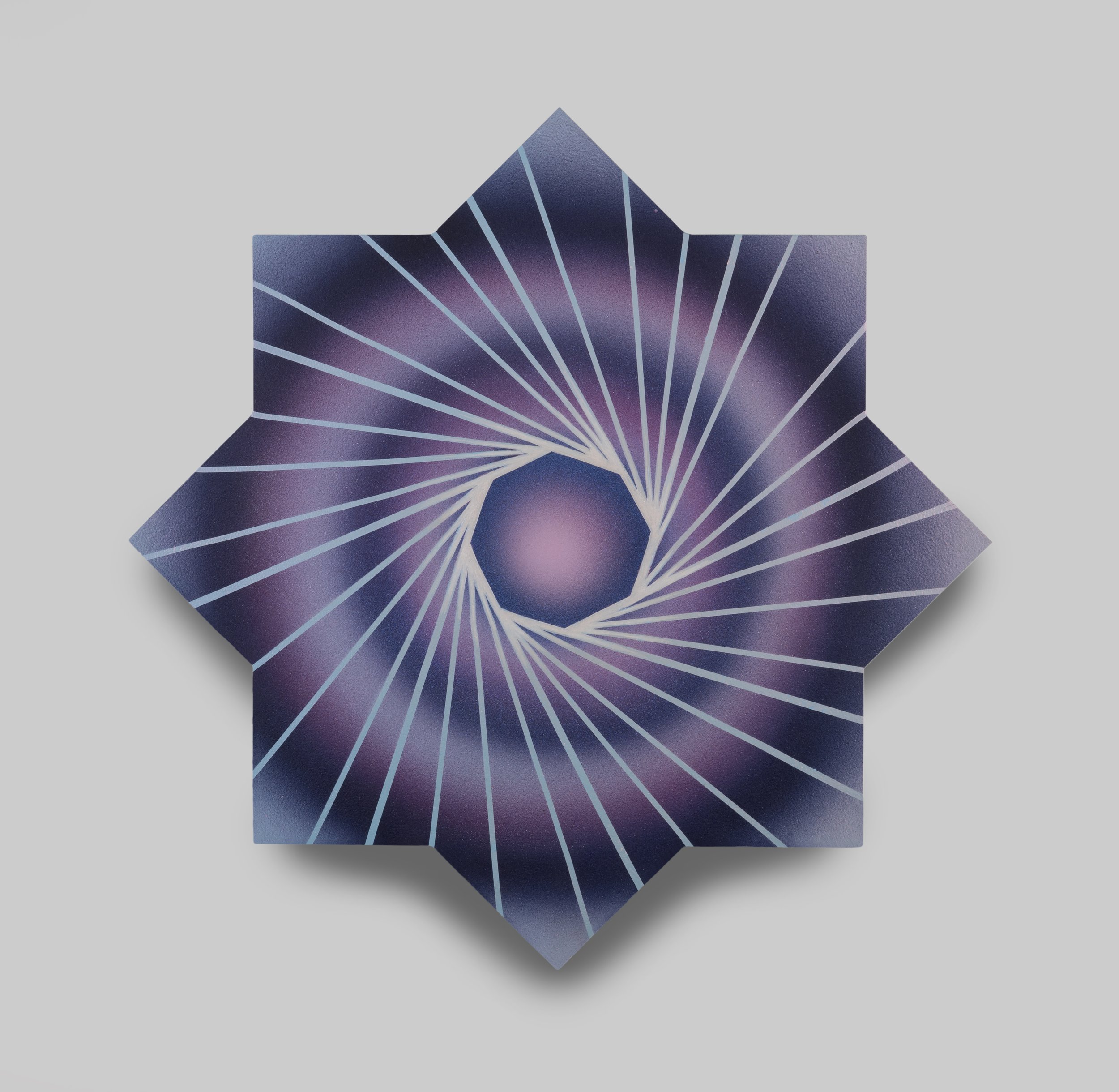 Isis Anima #3, 2020, 18 x 18 inches, acrylic airbrush on shaped octagram panel.