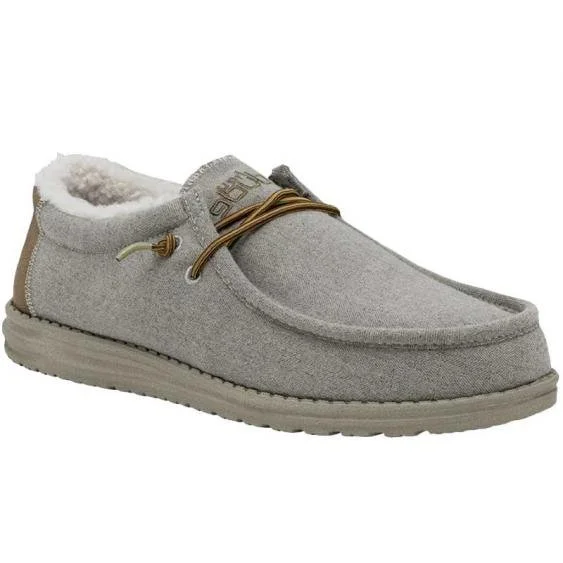 Hey Dude Wally Herringbone Grey Sherpa Lined — FOOTPRINTS ANN ARBOR