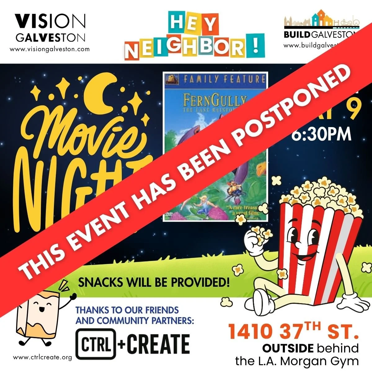 Hey Neighbor Community Movie Night (postponed)