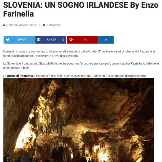 SLOVENIA: UN SOGNO IRLANDESE By Enzo Farinella