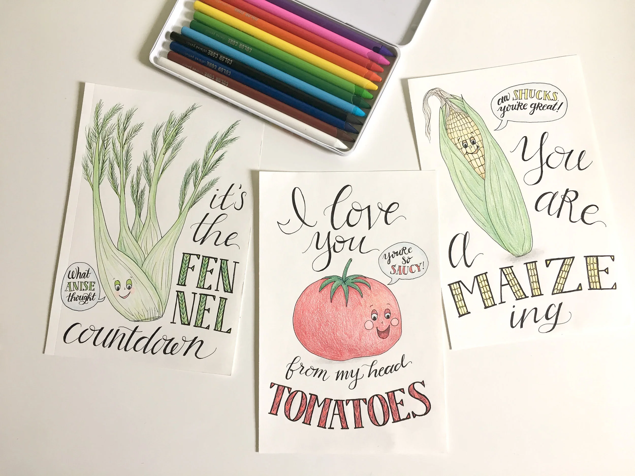 Some completed veggie puns…