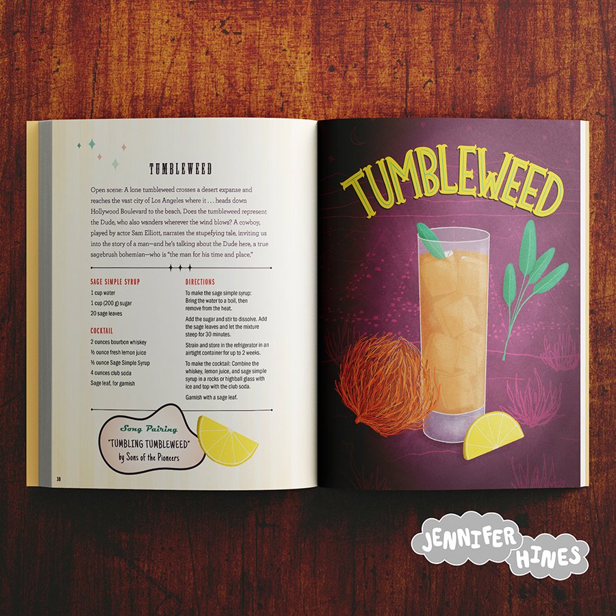 Big Lebowski Cocktail Illustration Food and Drink Editorial