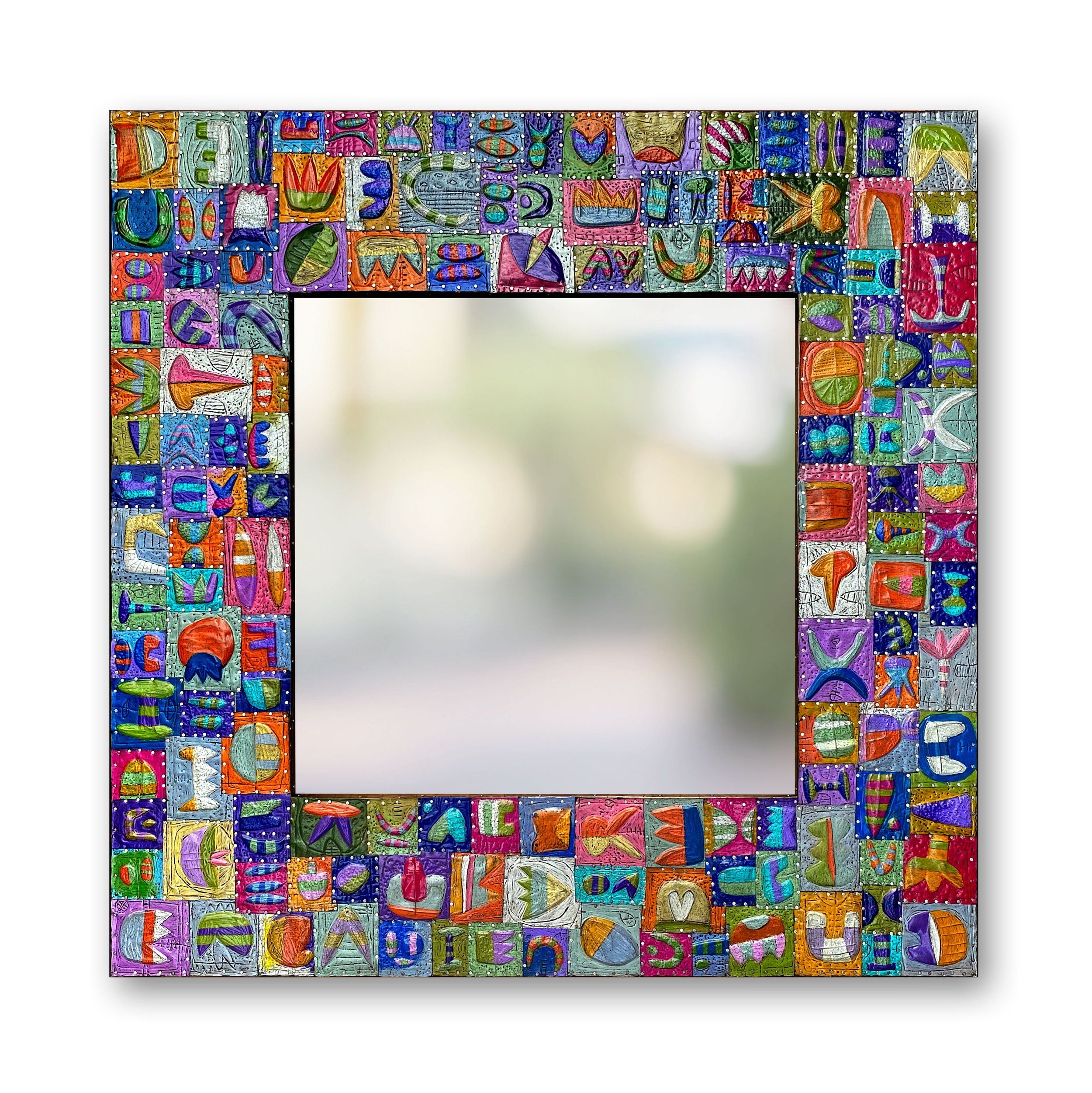 Small Patchwork Mirror w/Multi-colored Panels