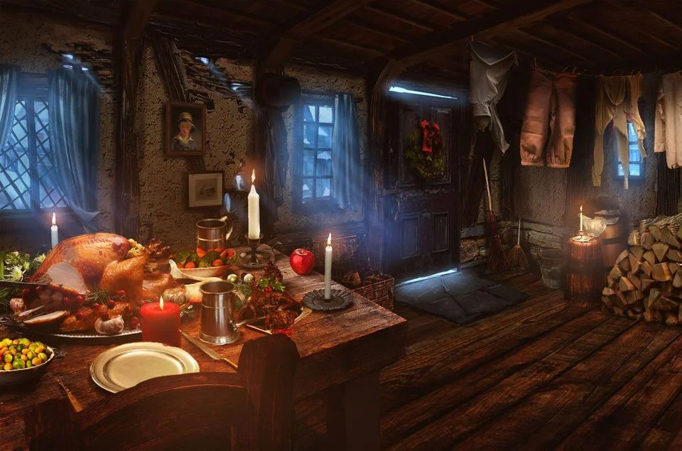 Environment for Ghost of the Present in 'Chained' - Aaron Sims Creative