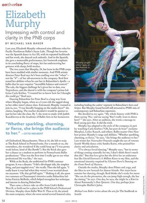   Elizabeth Murphy: Impressing with control and clarity in the PNB corps  Dance Magazine - ontherise - July 2013 
