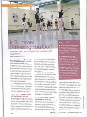   Is Summer Stressing you Out?  Pointe Magazine - June/July 2013 