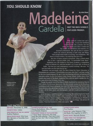   You Should Know: Madeleine Gardella  Dance Spirit Magazine - April 8, 2013 