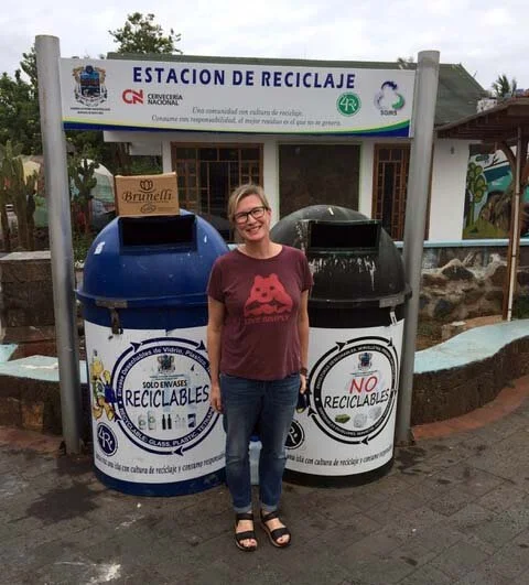 Julie Moller recycled during a trip to the Galapagos Islands.