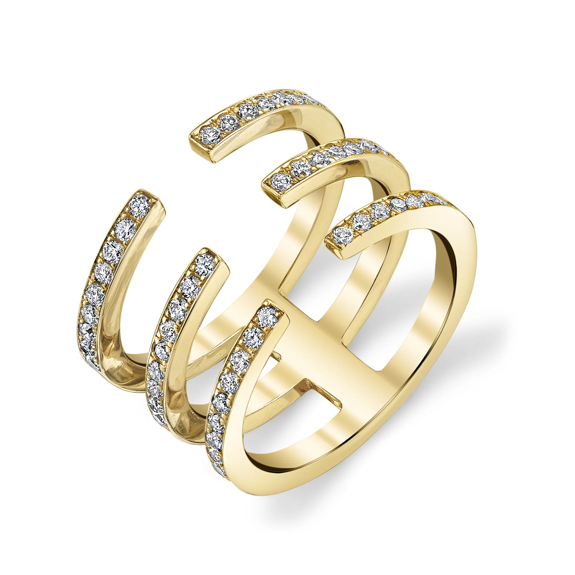 Three Row Broken Lines Ring