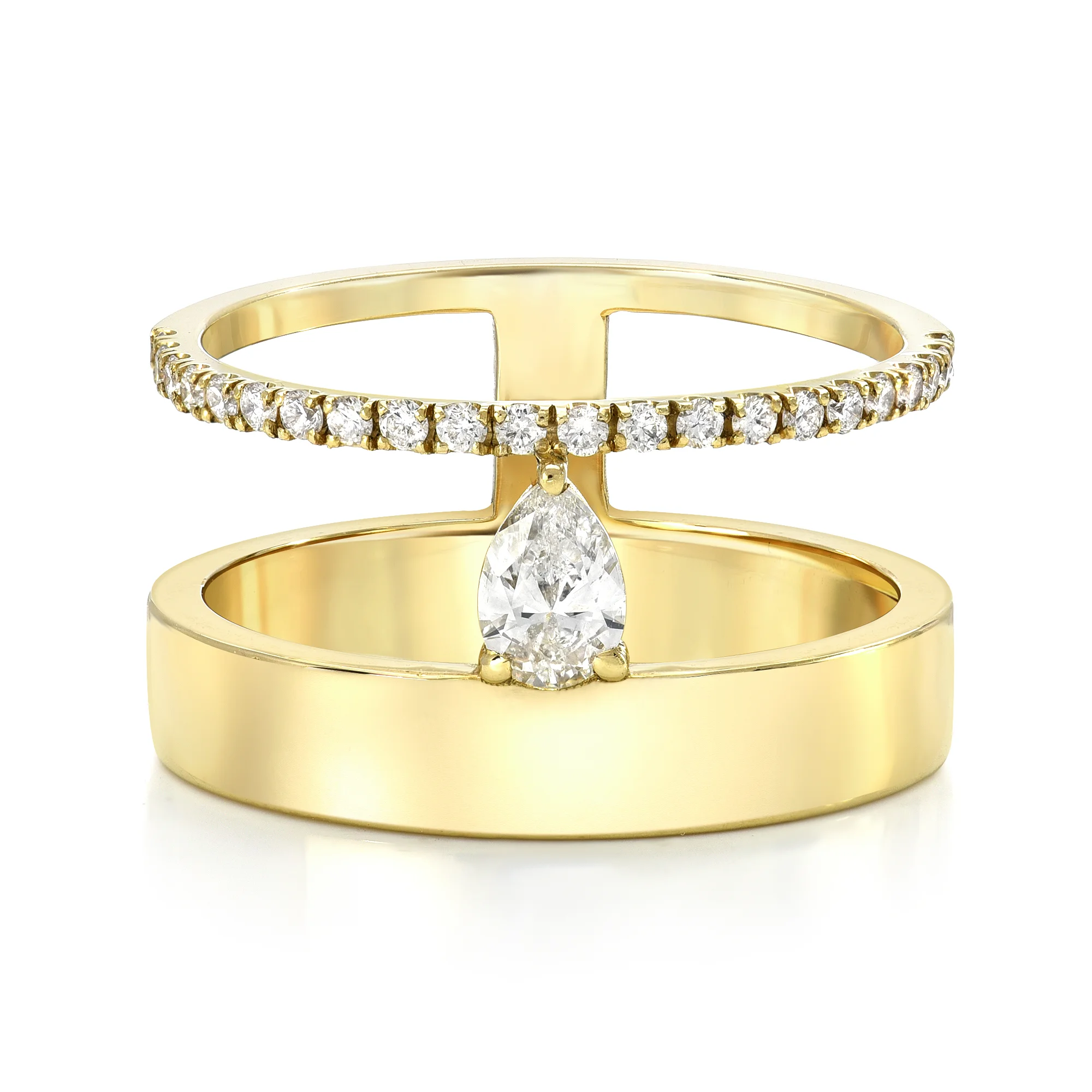 Extended Pear Halo Ring