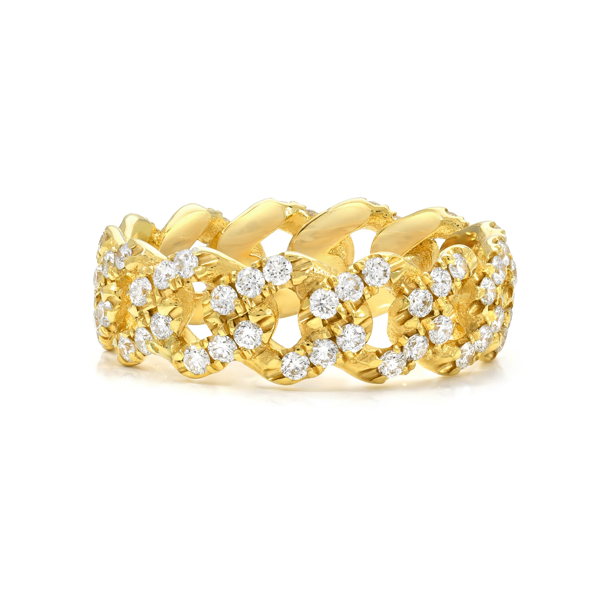 Small Cuban Link Ring With Diamonds