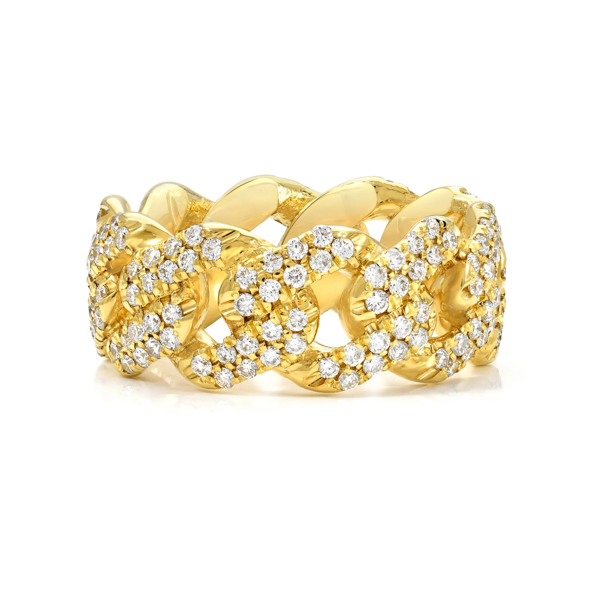 Large Cuban Link Ring With Diamonds