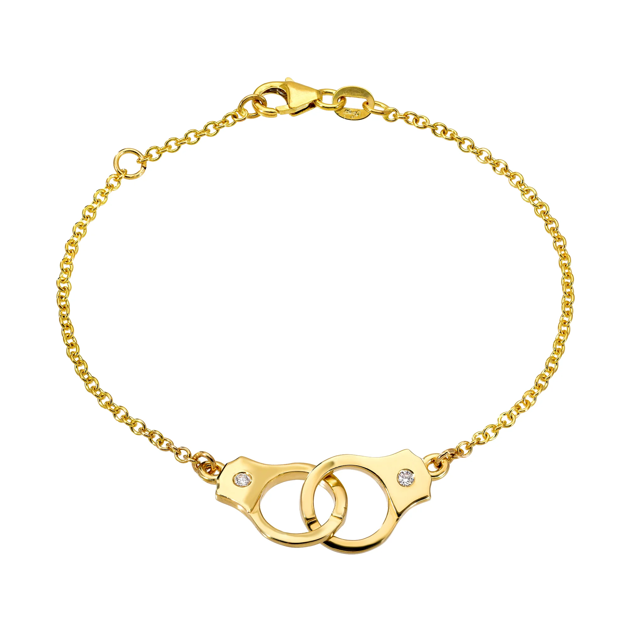 Handcuff Bracelet With Single Diamonds