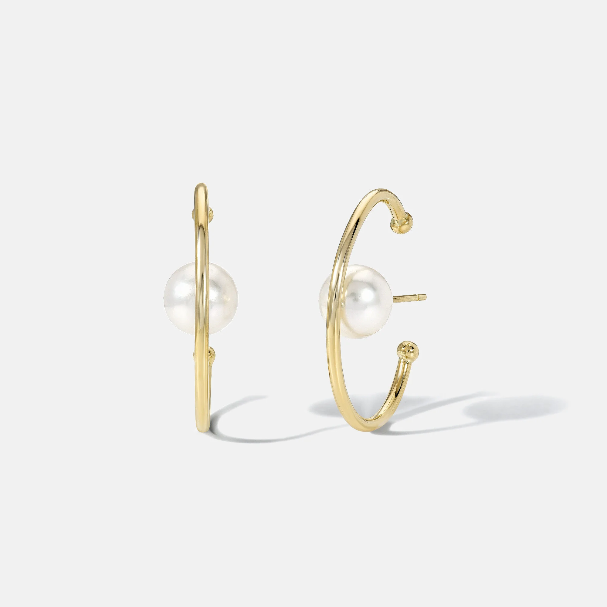 Globe Earrings with White Pearls