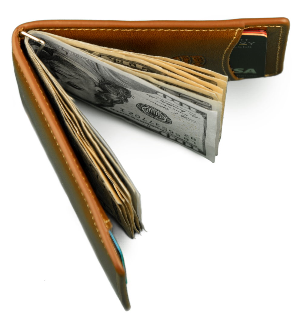 Money Clip Wallet with Pocket Mandarina Agua Roble