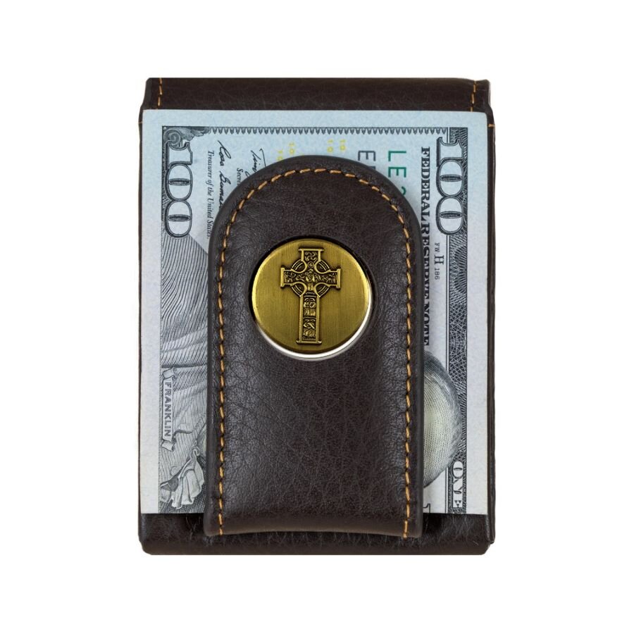 Money Clip with Magnetic Bill Holder Credit Card Pocket with Snap