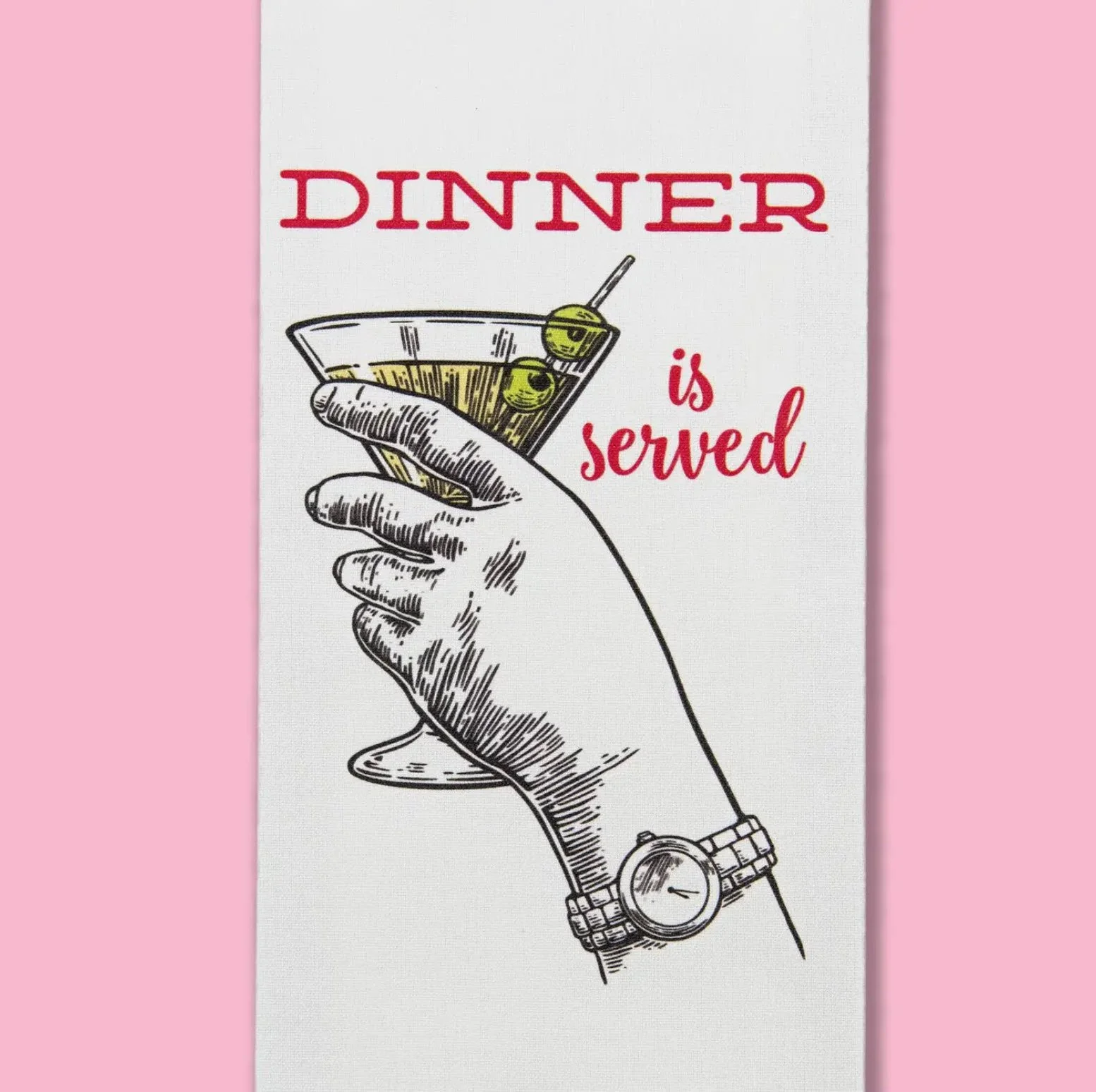 Dinner Is Served Martini Dishtowel