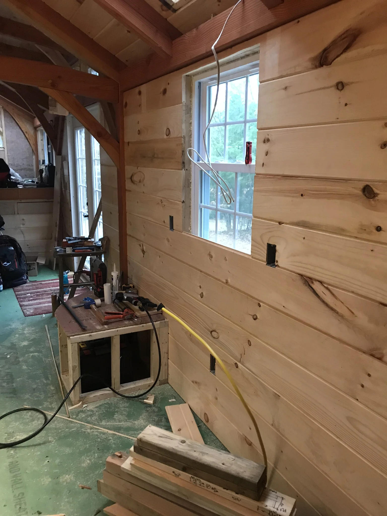 Pine Tongue Groove Interior Finish Tiny Timber Frame House