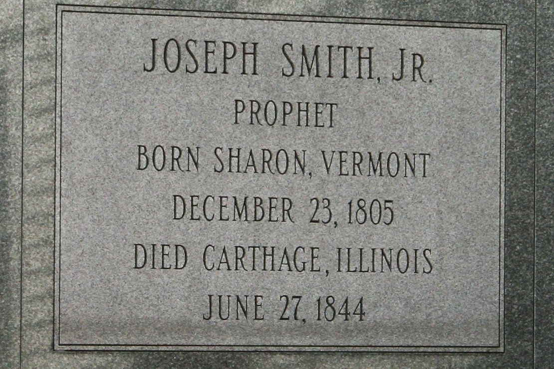 Joseph Smith's headstone in Nauvoo, Illinois