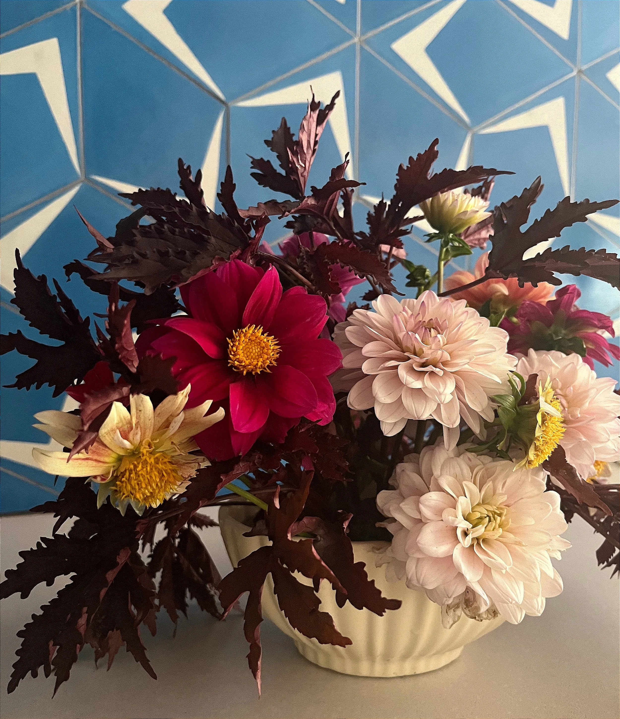 full floral bouquet with dahlias