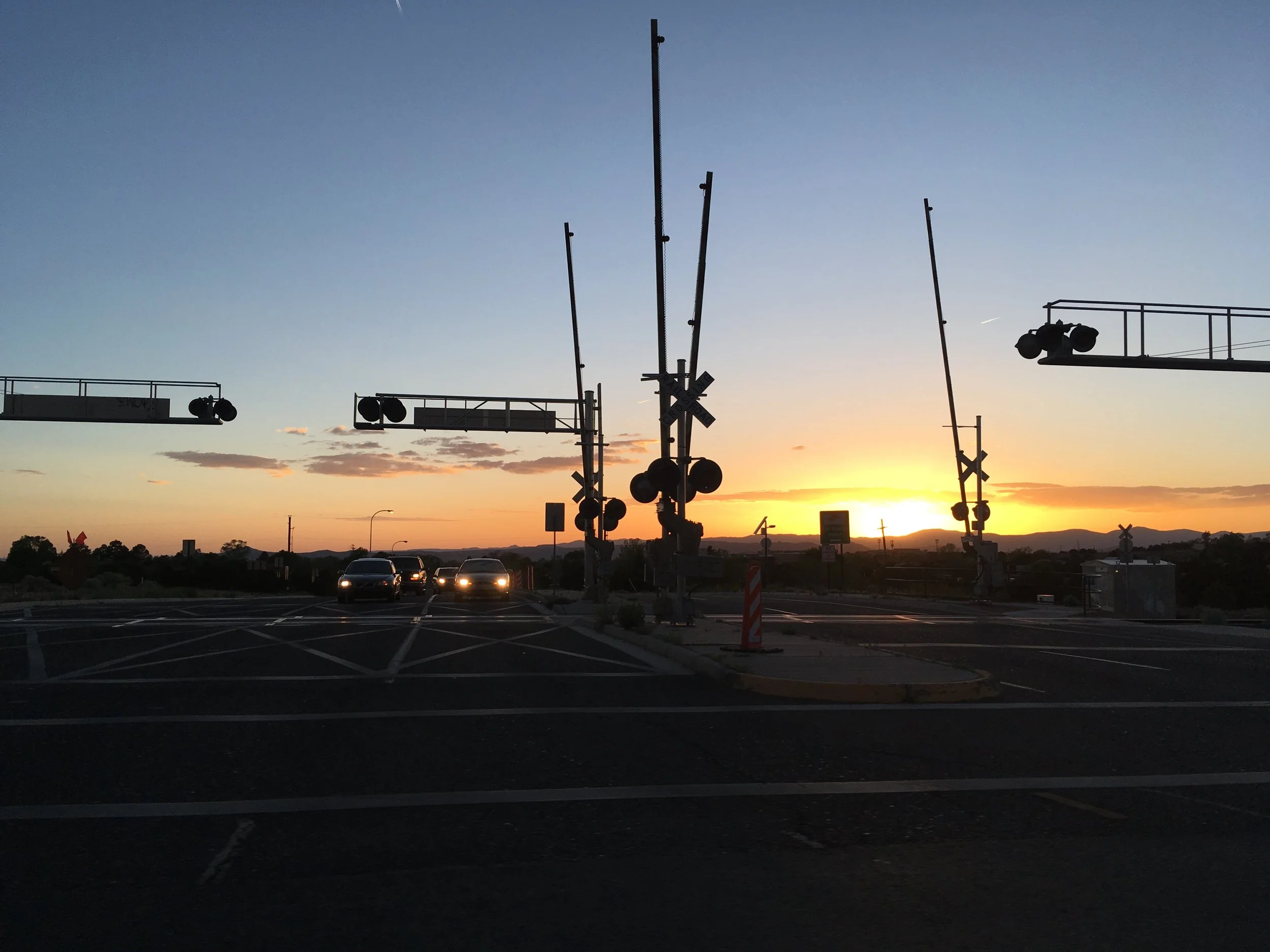 Santa Fe Railroad at sunset